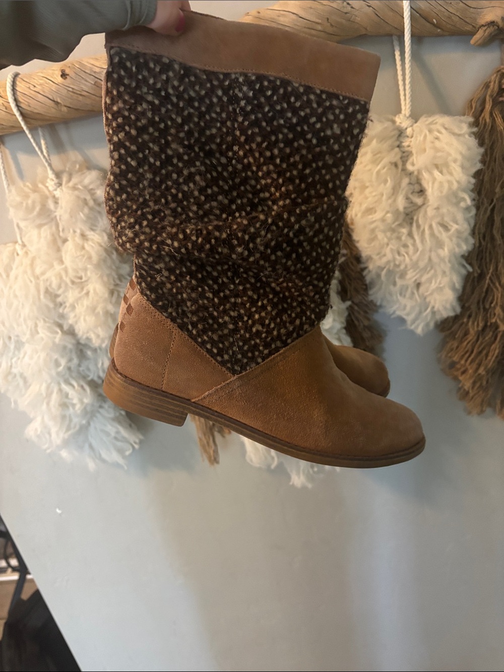 Toms Brown Tan Patterned Mid-Calf Boots